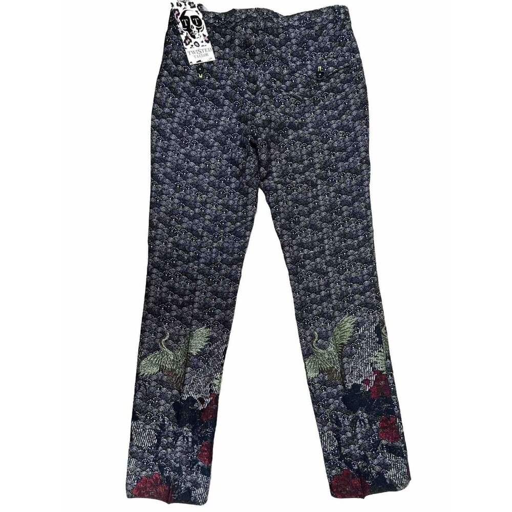 TWISTED TAILOR SKINNY FIT QING PRINT TROUSERS MENS 28X30 SCALES CRANE BIRD ROSES